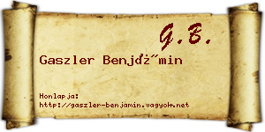 Gaszler Benjámin névjegykártya
